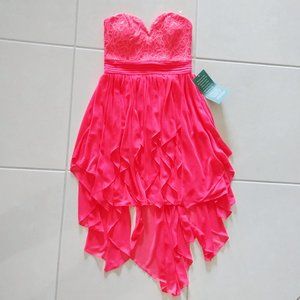 NWT My Michelle Strapless Pink Prom Party Dress Ruffles Juniors Size 5
